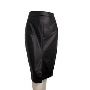Reitmans Signature Black Faux Leather Pencil Skirt Women's Size 12 High Waist
